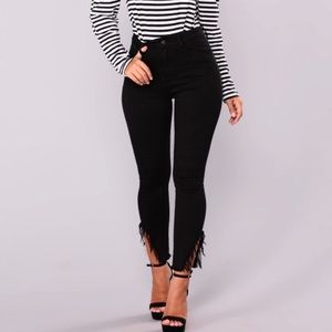 Black jeans w side fringe